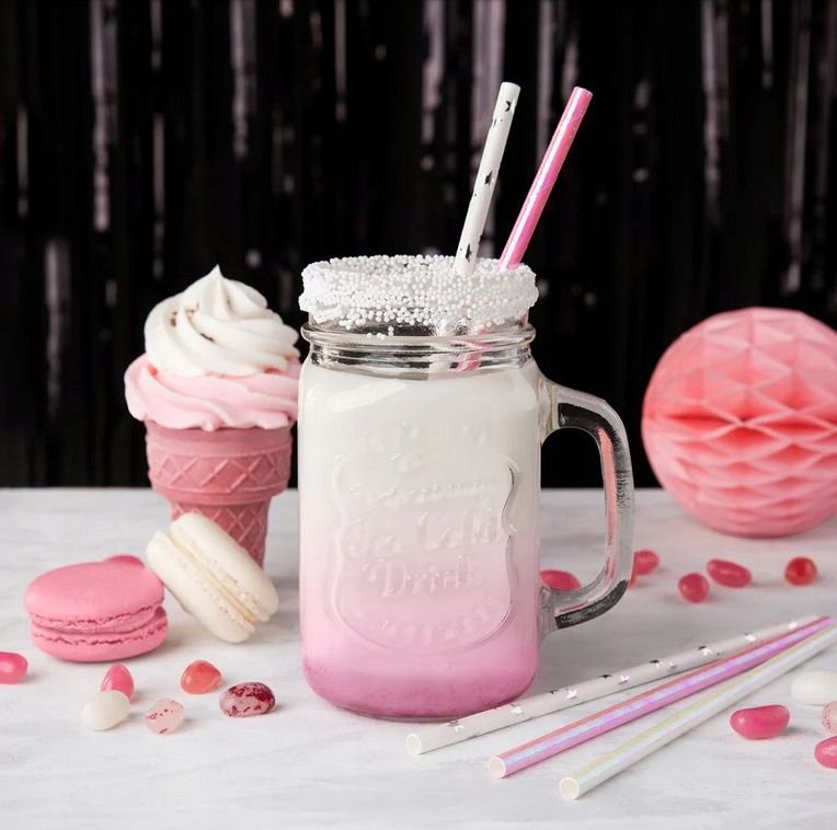 SŁOMKI RURKI PAPIEROWE 19,5x0,6cm białe w srebrne gwiazdki 10szt Marka PartyPal