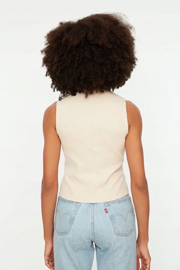 TRENDYOL 34 XS KAMIZELKA BEŻOWA ELEGANCKA R9056 Kolor beżowy