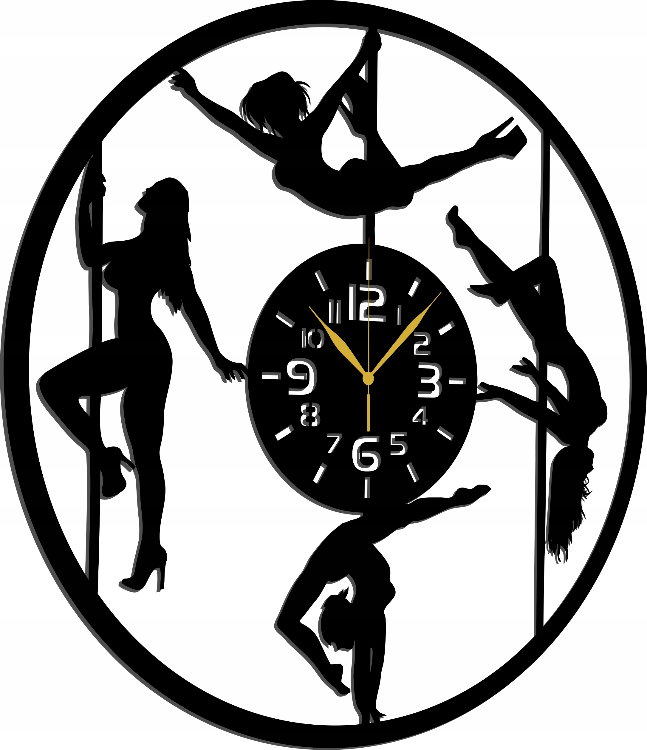 Hodiny Studio Pole Dance Tanec Na Trubce Akrobacie Dárek 50 CM 3D