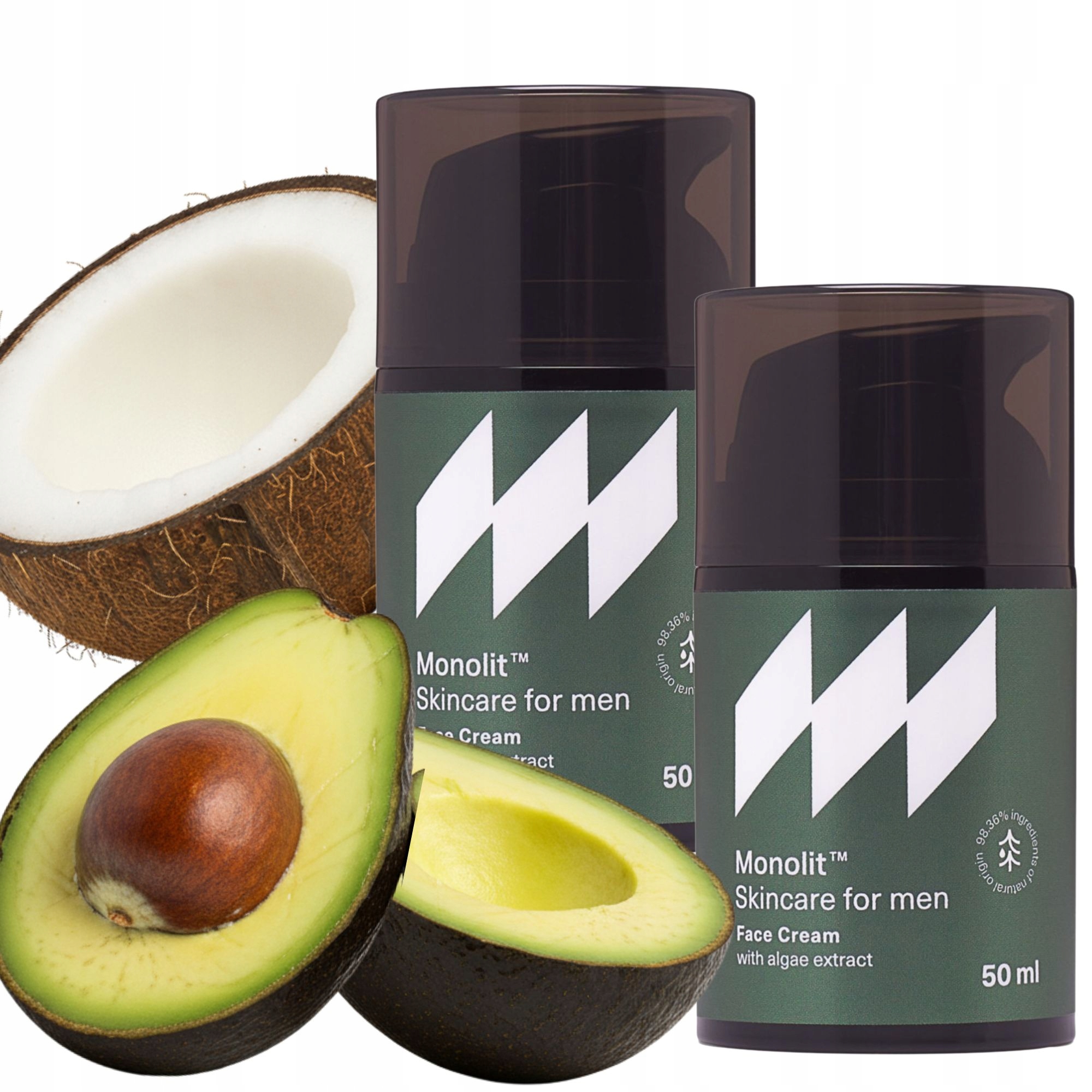Set Dvoubalkový krém na obličej pro muže, extrakt z řas, Hydratační, 2 ks Monolit