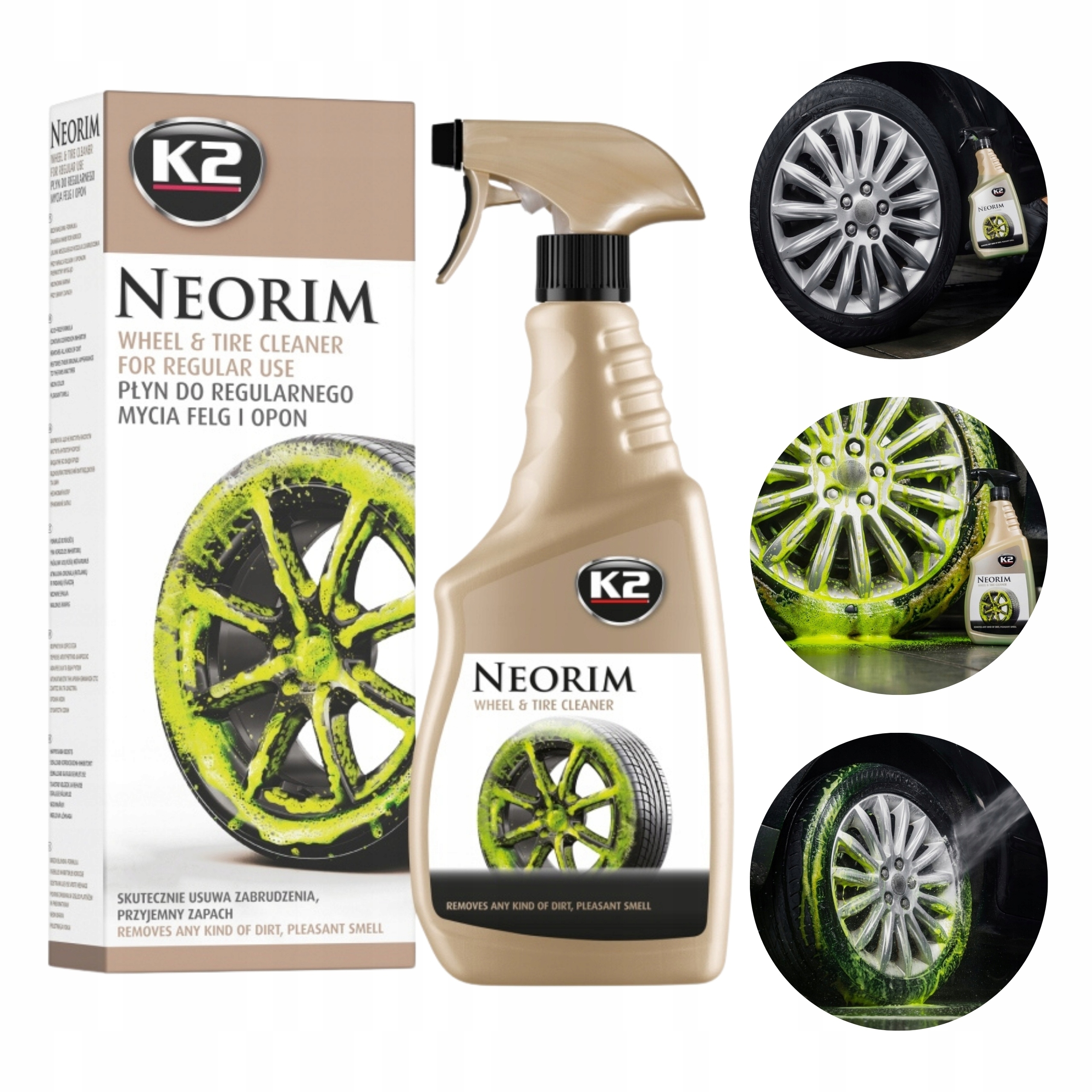 K2 Neorim prfesjonalny środek do mycia felg opon z pianą i kontrolą 700ml