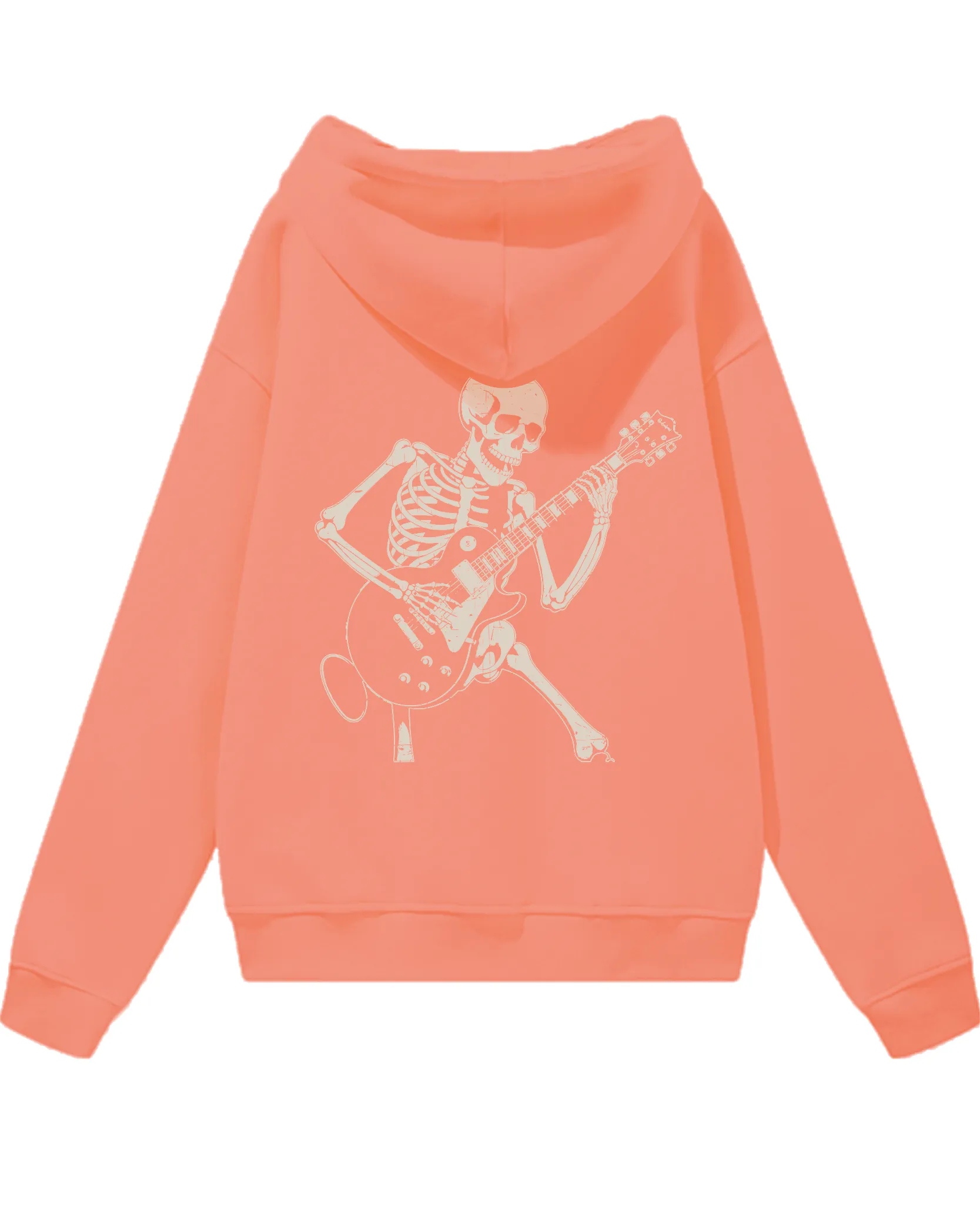 Oversize mikina s kapucí Kostra s kytarou rockový styl Korálová XL