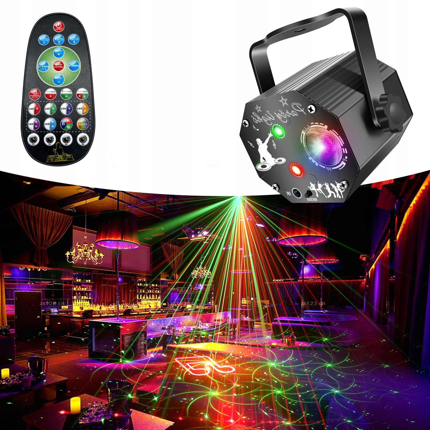 Projektor Dyskotekowy Kula Disco Reflektor Laser Led Rgb Kontrola Głosu