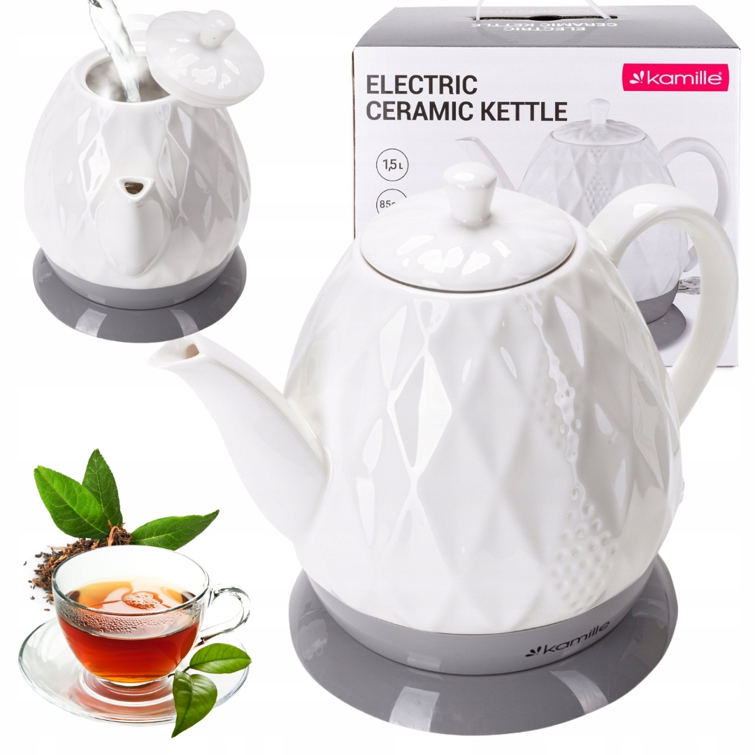 Keramická Rychlovarná Konvice Kamille 1200 W 1,5 L, bílá