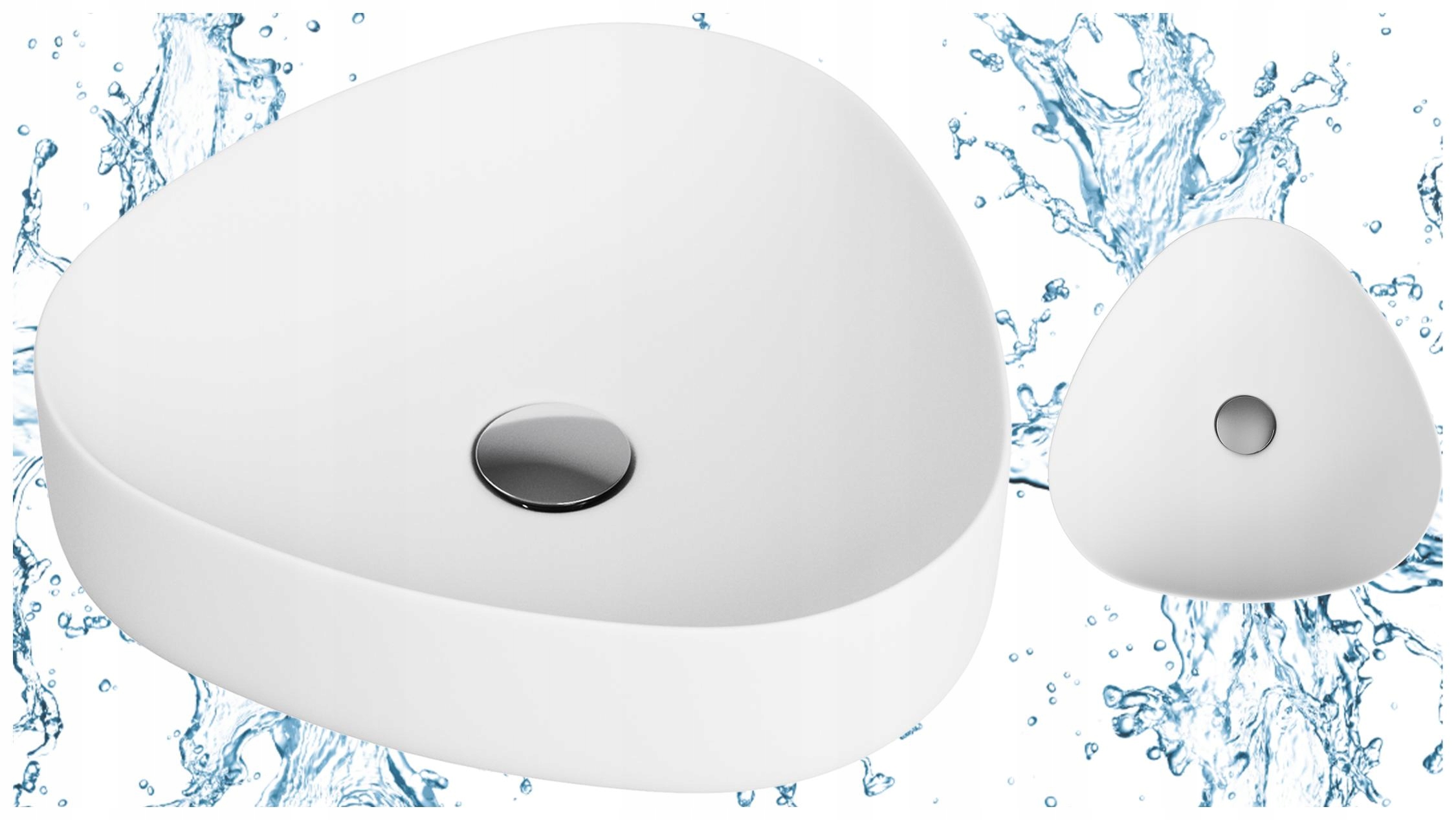 Umyvadlo na desku Trivio trojúhelníkové koupelnové bílé s možností postavení na desku