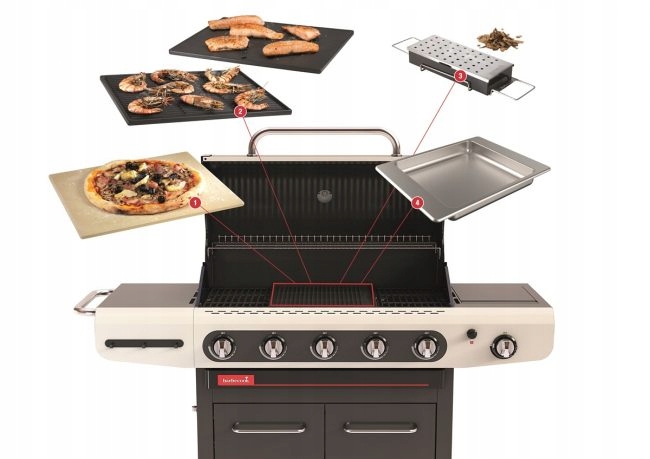 Grill gazowy Siesta 612 Black Barbecook duży ruszt Długość rusztu 80 cm