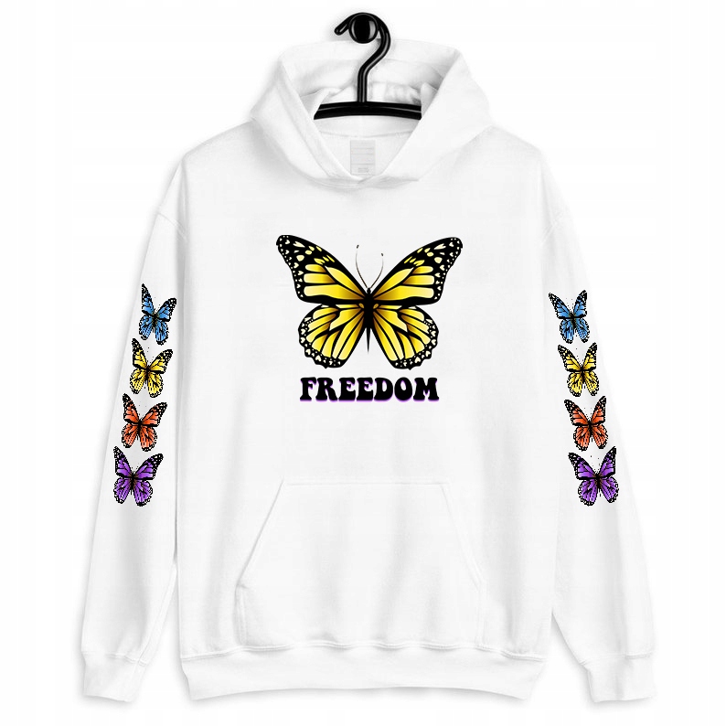 Mikina Bílá Kapuce Freedom Butterfly M