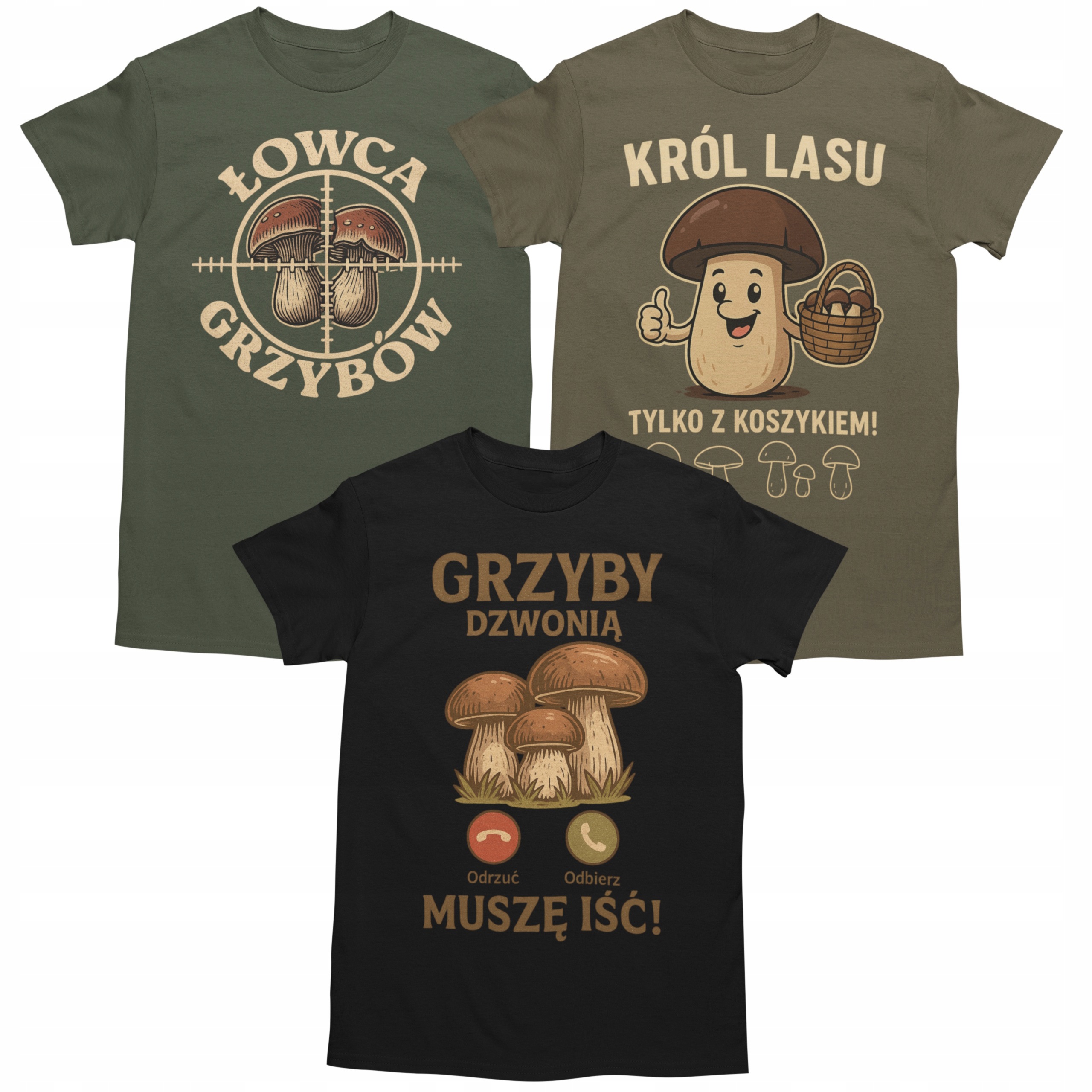 Sada 3x Tričko Pánské 3pack Pánské Tričko sada 3ks pro houbaře