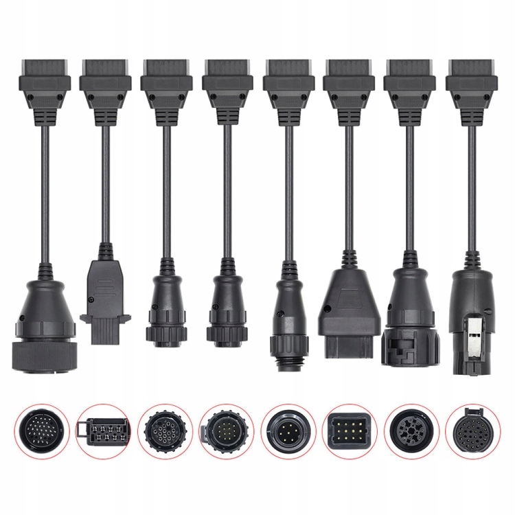 Adaptery Kable zestaw Obd do samochodów ciężarowych Ciężarowe 8szt