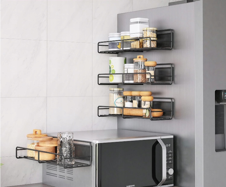 4x PÓŁKA MAGNETYCZNA NA LODÓWKĘ KUCHENKĘ PÓŁKI WISZĄCE ORGANIZER NA MAGNES Wysokość mebla 7 cm