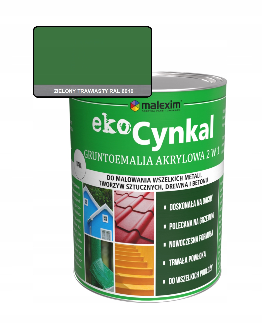 Farba uniwersalna 2w1 Ekocynkal 2,5L Ral 6010