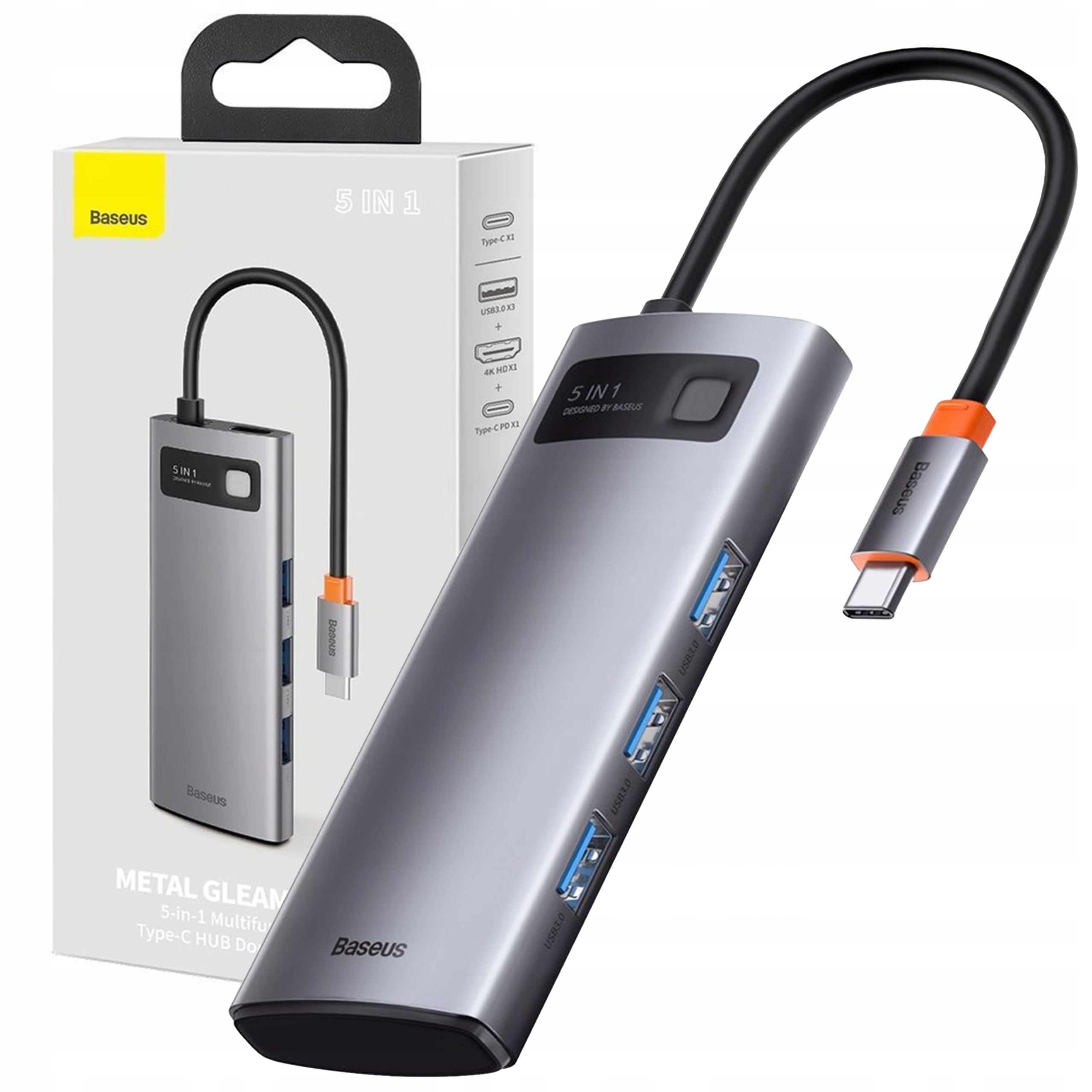 Baseus Usb-c Hub 5v1 Hdmi 4K Pd 100W 3x Usb Adaptér Dokovací Stanice