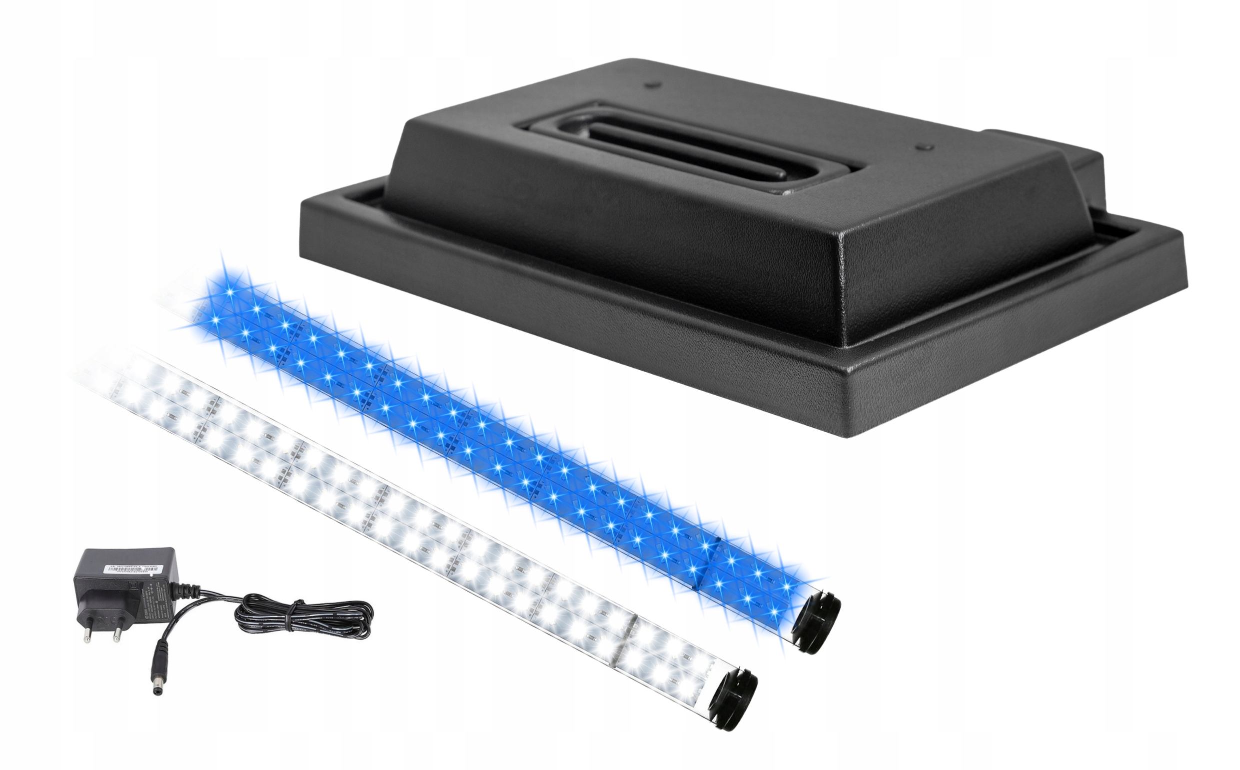 Levně Kryt pro akvárium 40x25 černý Led osvětlení Bílé Modré