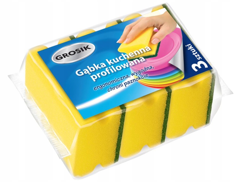 

Grosik Gąbki Kuchenne Zmywaki Profilowane 3 Sztuki