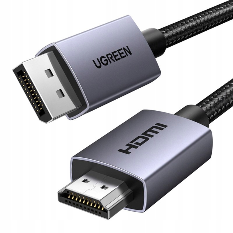 Ugreen DP123 Kabel DisplayPort Do HDMI 2m 4K 30Hz HDR Nylonowy Do PC i TV