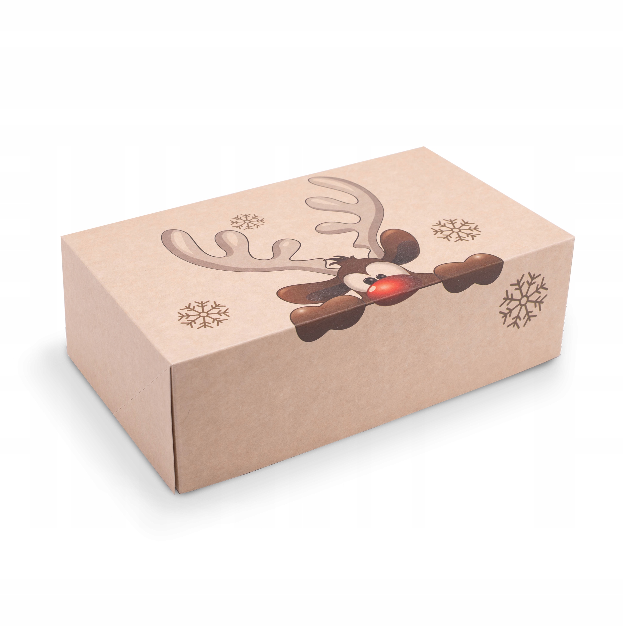 Pudełko kraft z pokrywką "Renifer" 25 x 15 x 8 cm 50 szt.