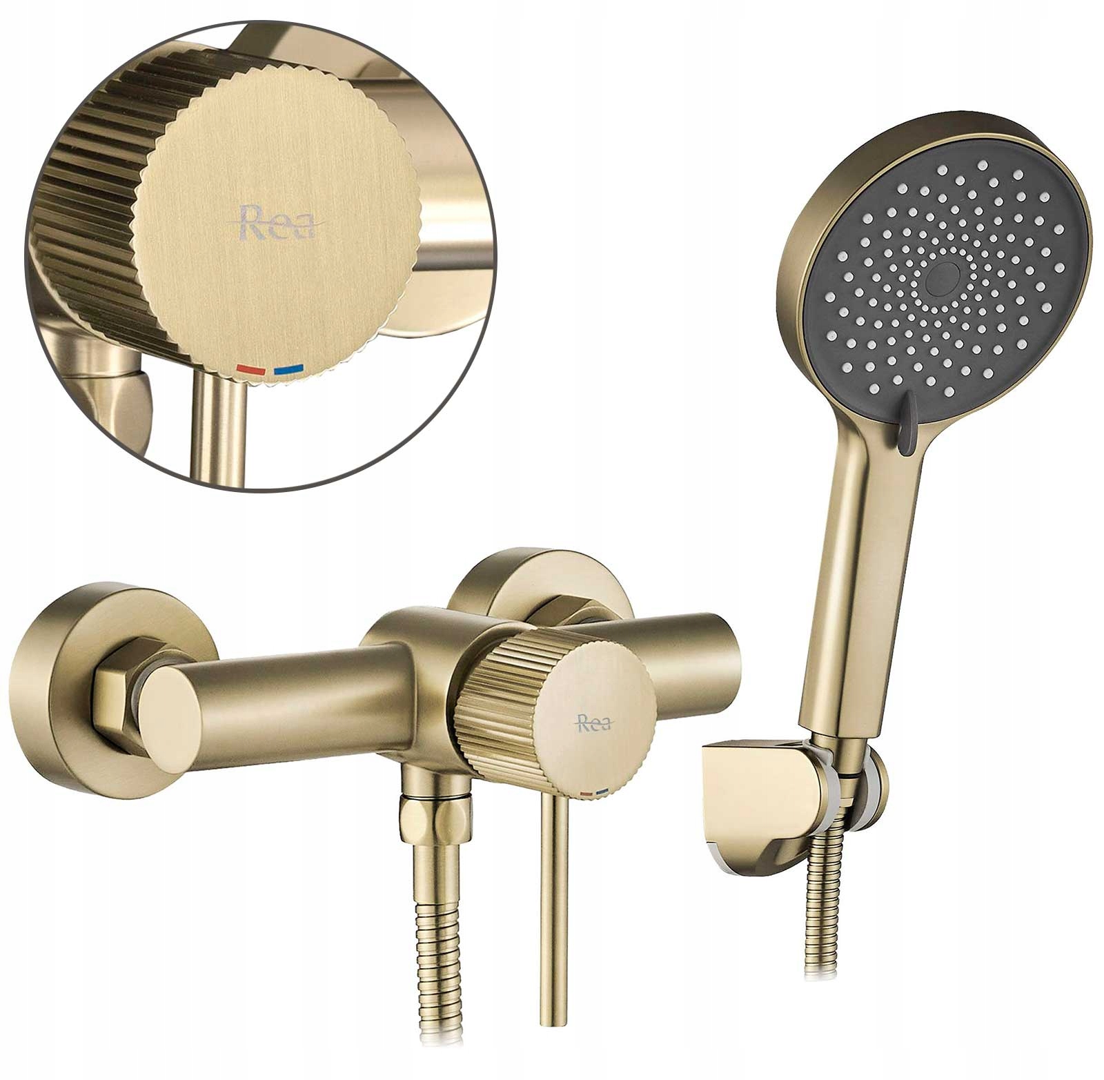 Stěnová sprchová baterie Lungo Stripe kartáčované zlato Pvd Ryflovaná