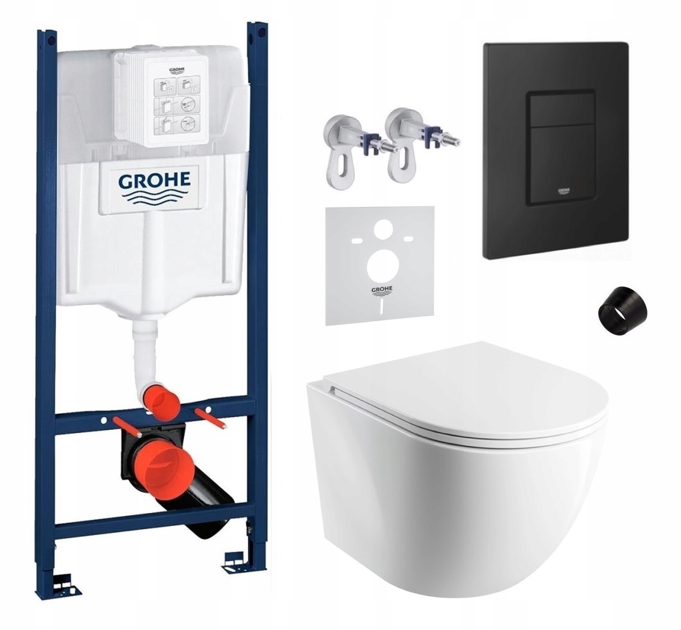 Sada Wc roštu Grohe Rapid s Wc misou Mwbp Rim tlačidlom čierna matná