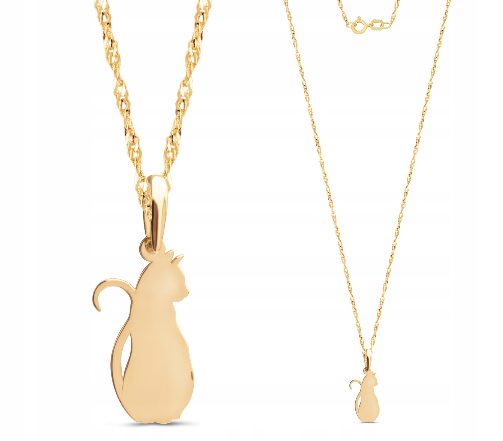 Złoty Naszyjnik Z Zawieszką Kotek Kot Dla Właściciela Kotka 14KT 585