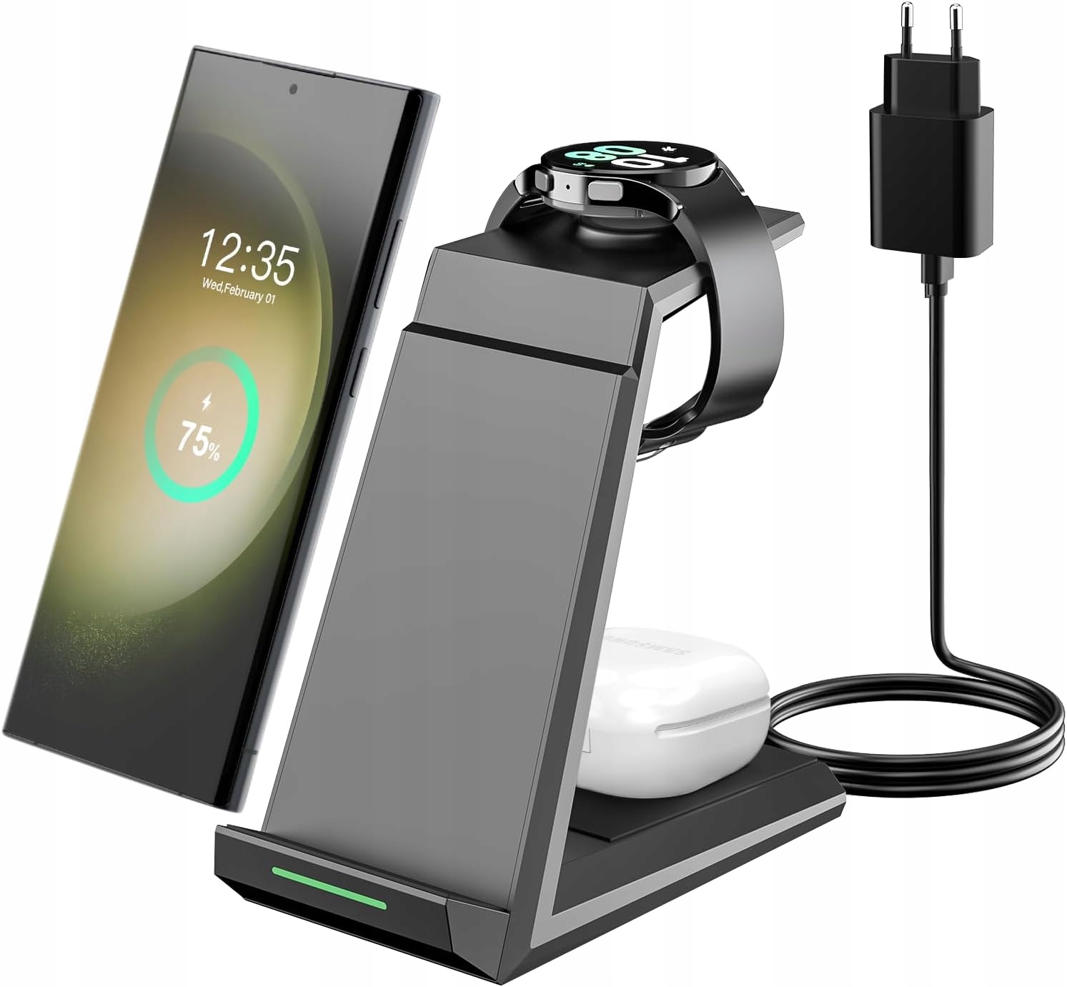 Nabíječka nabíjecí stanice Samsung Watch pro iPhone 3v1 Nanami HM006, černá