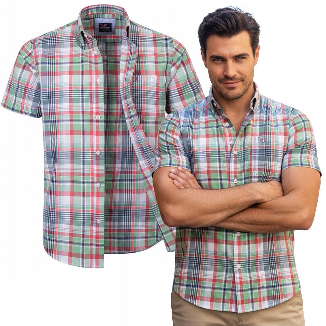 Pánská Kostkovaná Košile s krátkým rukávem Regular Fit Bavlna XL Pako Jeans