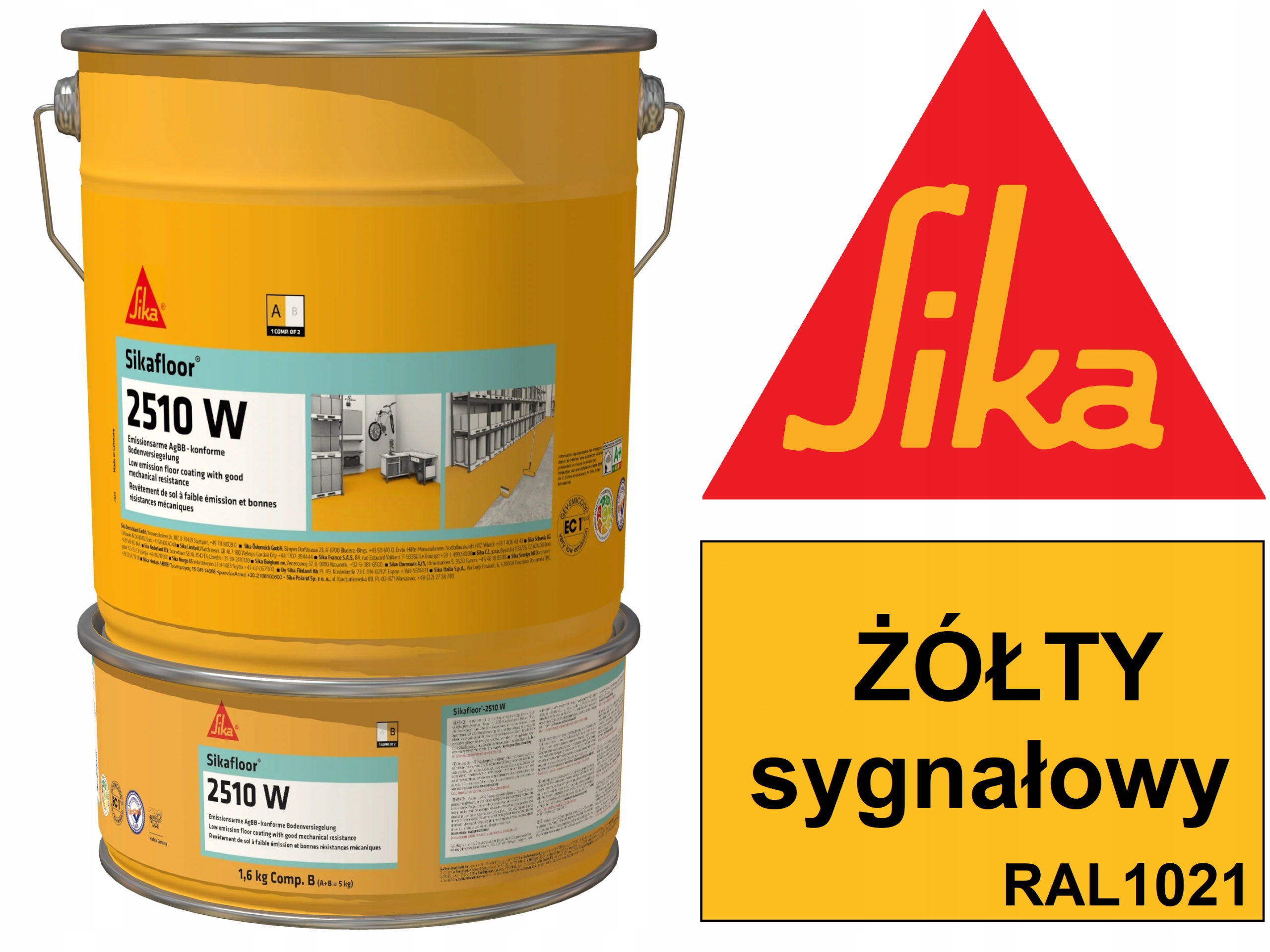 Sikafloor 2510 1021 Żywica farba 2K na Beton do garażu magazynu hali Żółta