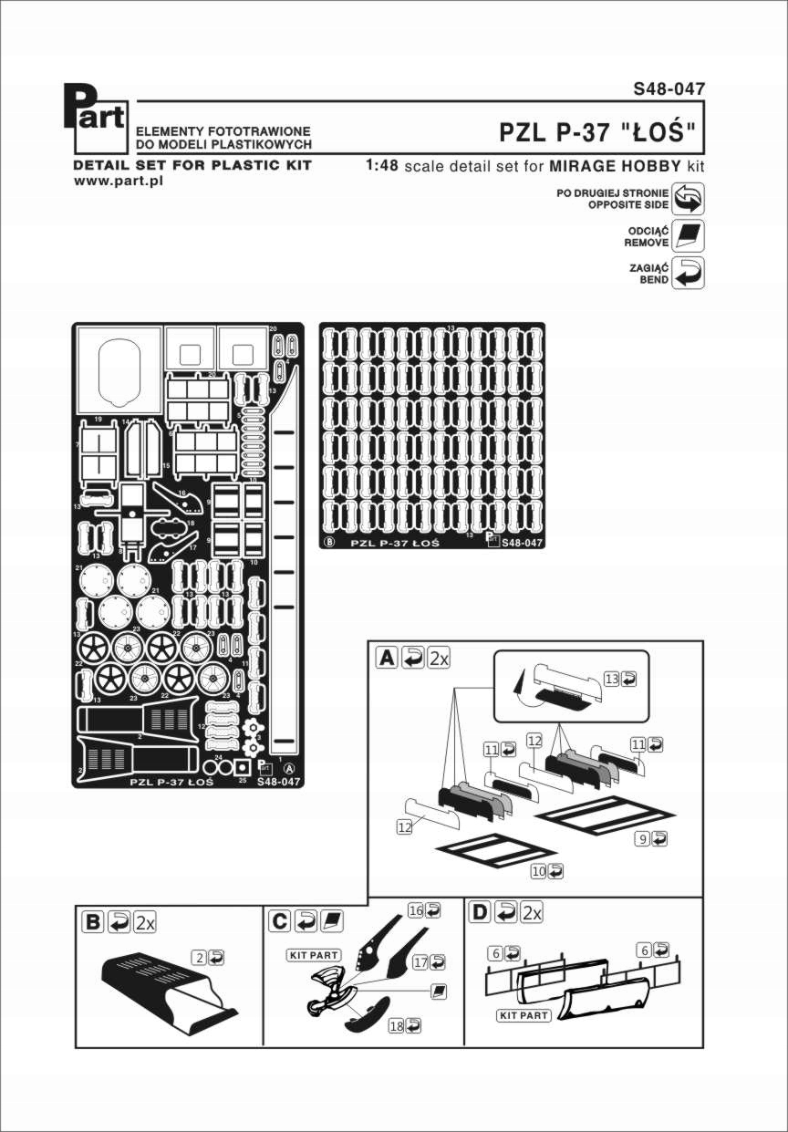 Part S48-047 1/48 Pzl 37 A/b Los (Mirage)