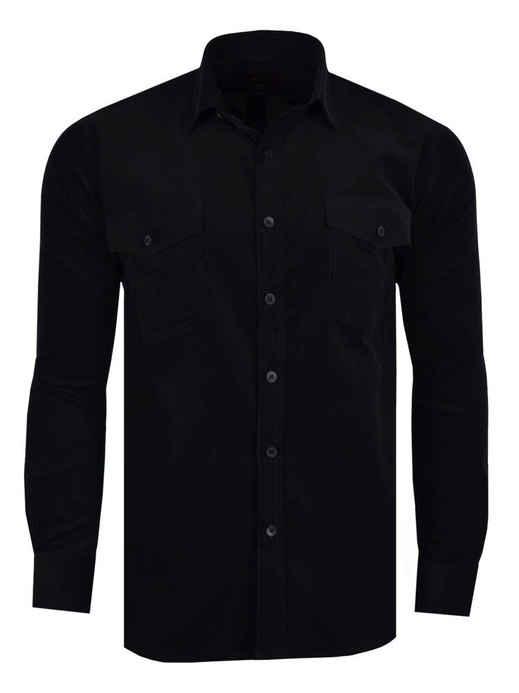 Černá Manšestrová Košile S Dlouhým Rukávem 41/42