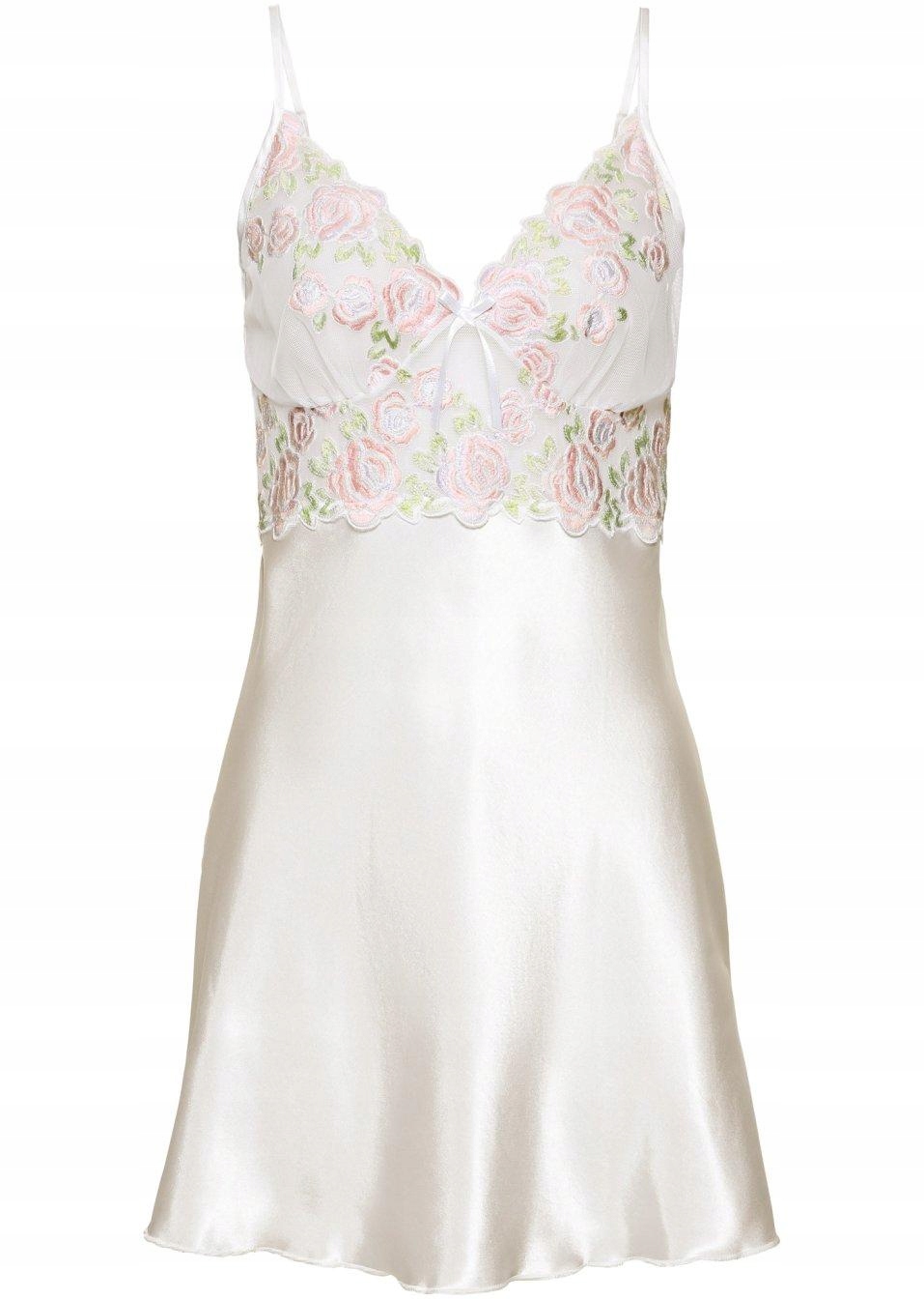 Koszula nocna Bonprix beżowa na ramiączkach przed kolano