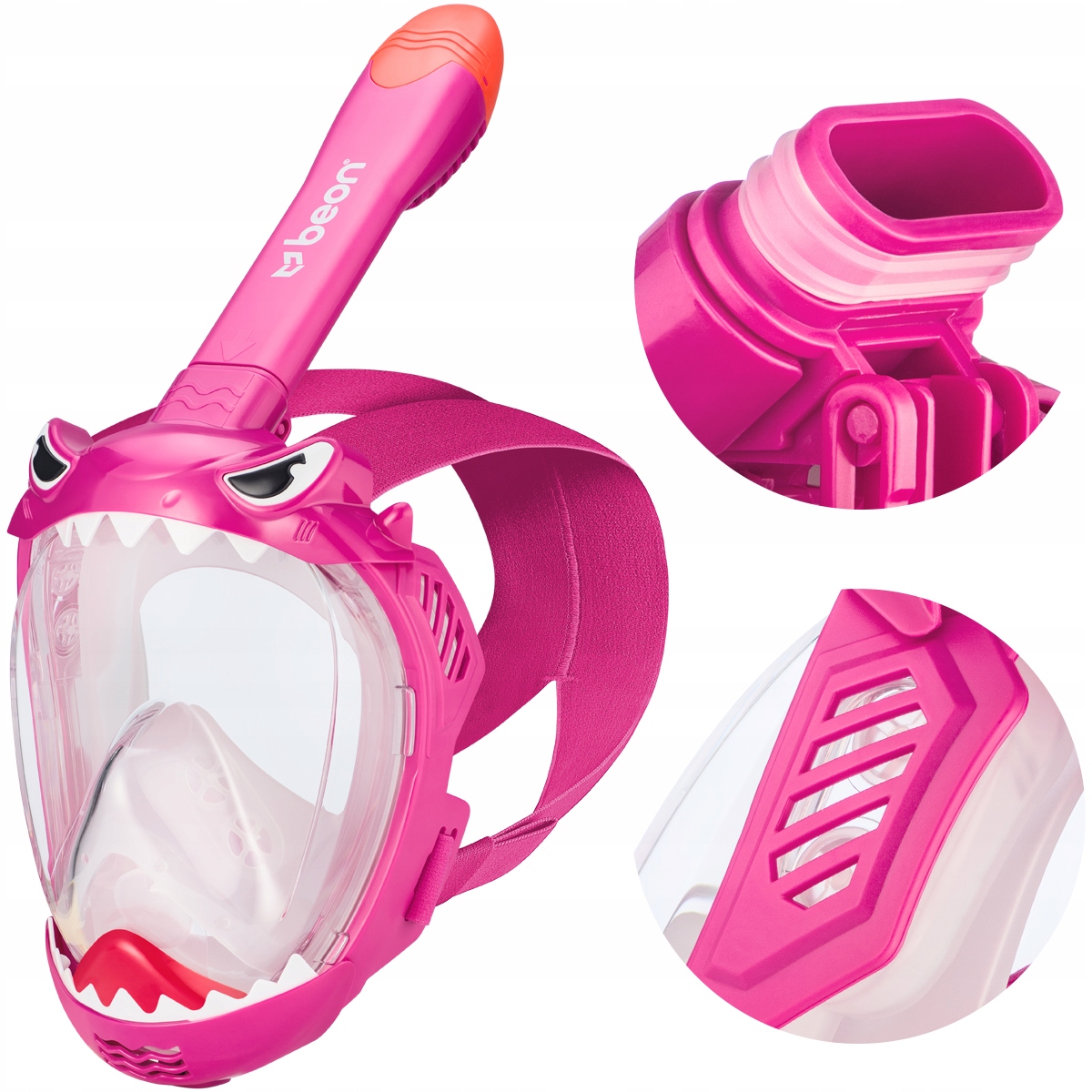 Maska Do Nurkowania Dla Dzieci Pełnotwarzowa Do Skorkelingu Pływania Różowa
