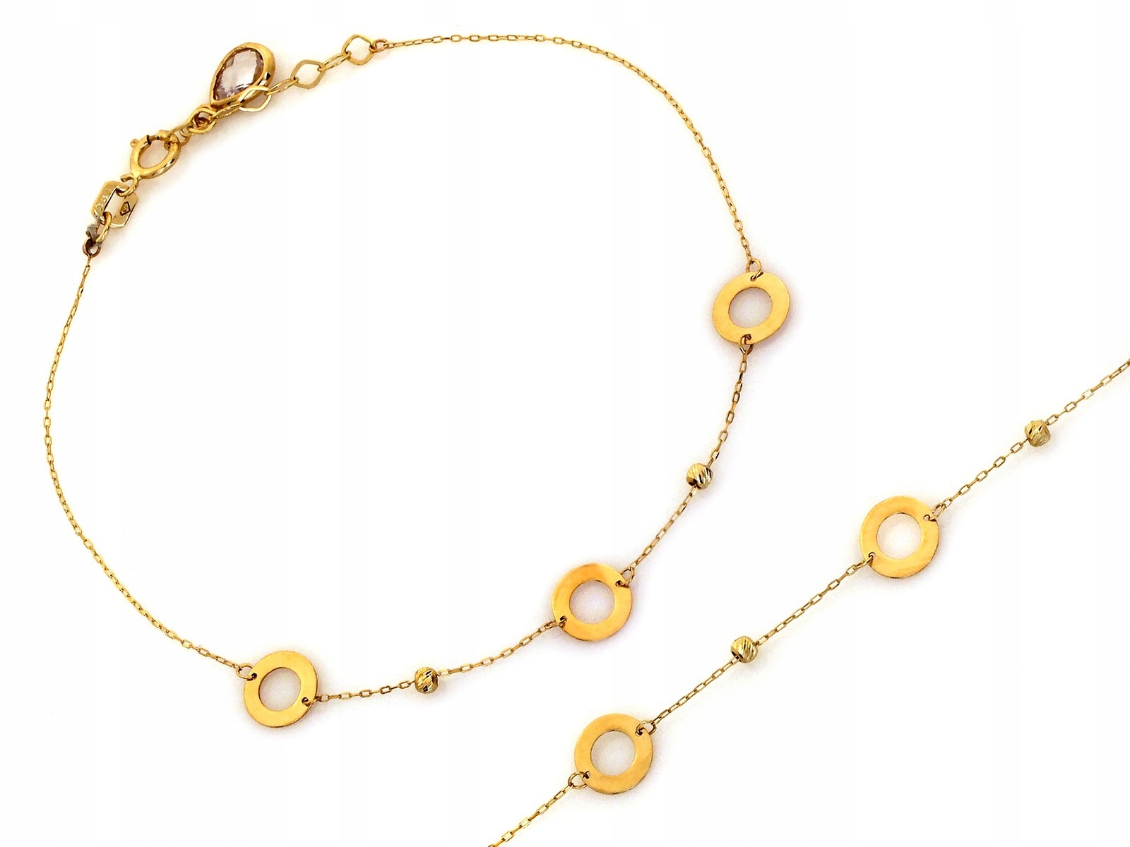 Náramek zlatý 585 jemné kroužky s kroužky r20 Ringi 1.2g