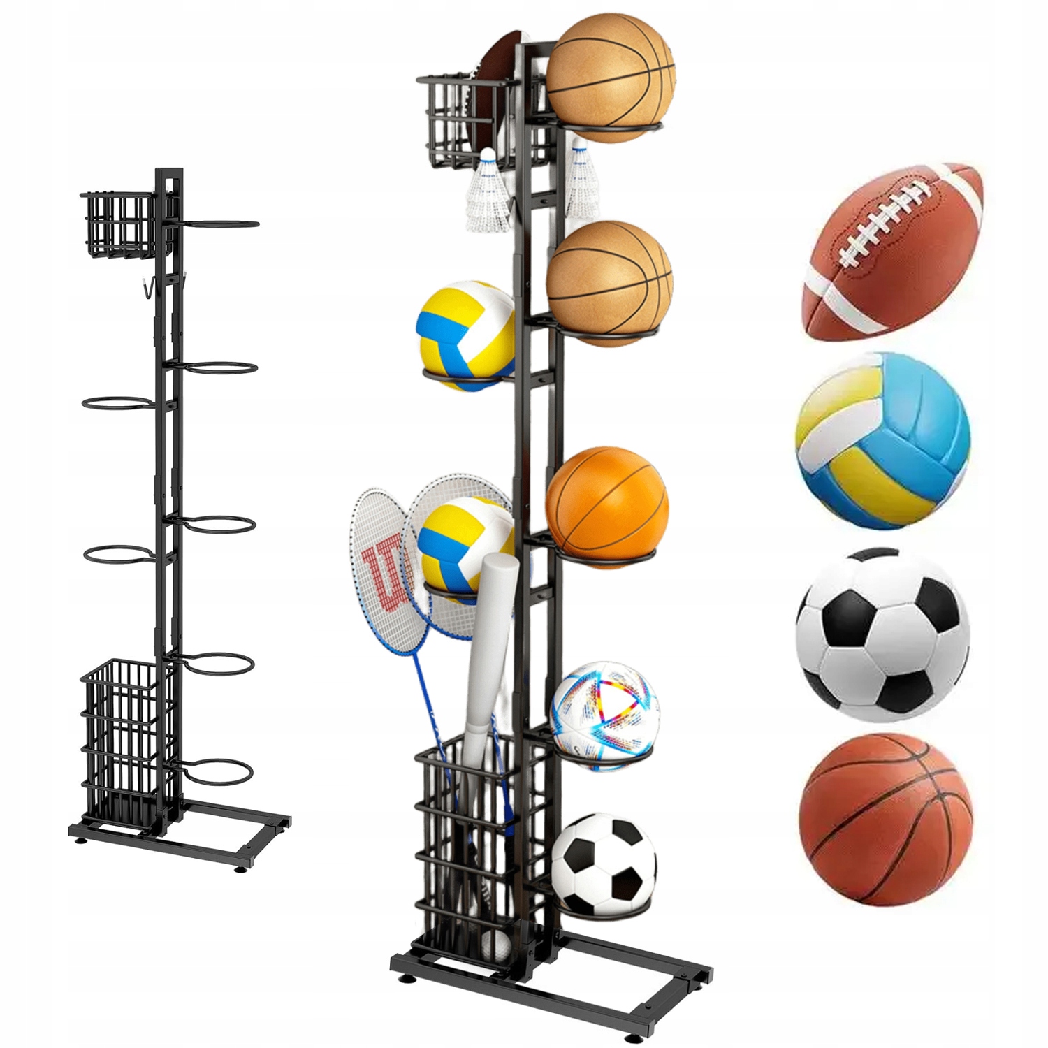 Stojan Na Basketbalový Míč 7 Věšáků 2 Koše Garáž Sklep Tělocvična