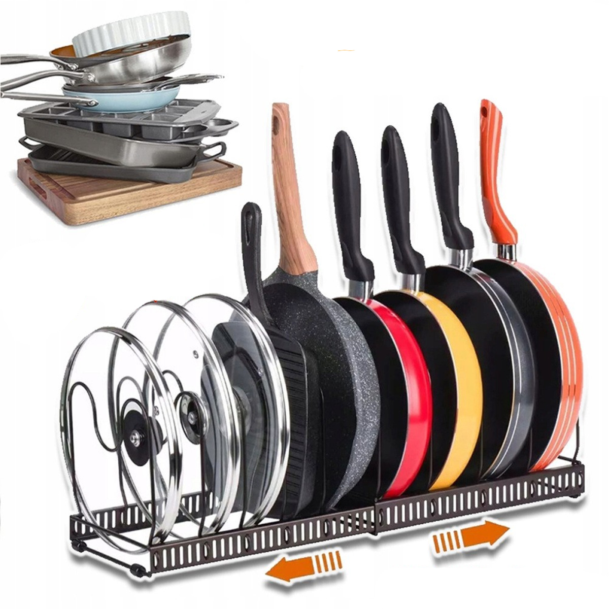 Levně Stojan Organizér na víka a talíře Kuchyňský stojan pro skříňku nebo zásuvku