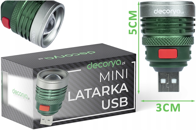 MAŁA MOCNA LATARKA LED USB TAKTYCZNA SURVIVAL ZOOM Materiał aluminium
