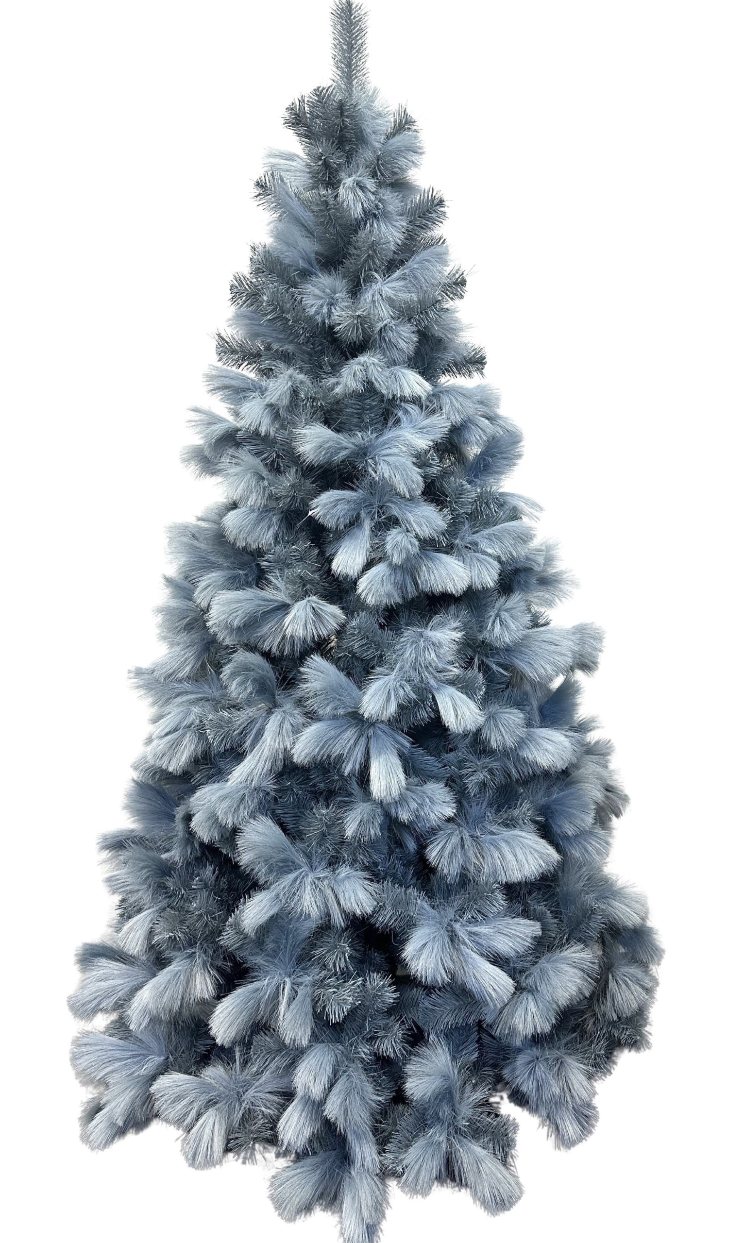 Umelý Vianočný Stromček Páperová Borovica Sivá Glamour S Vetvičkami Z Páperia 150CM