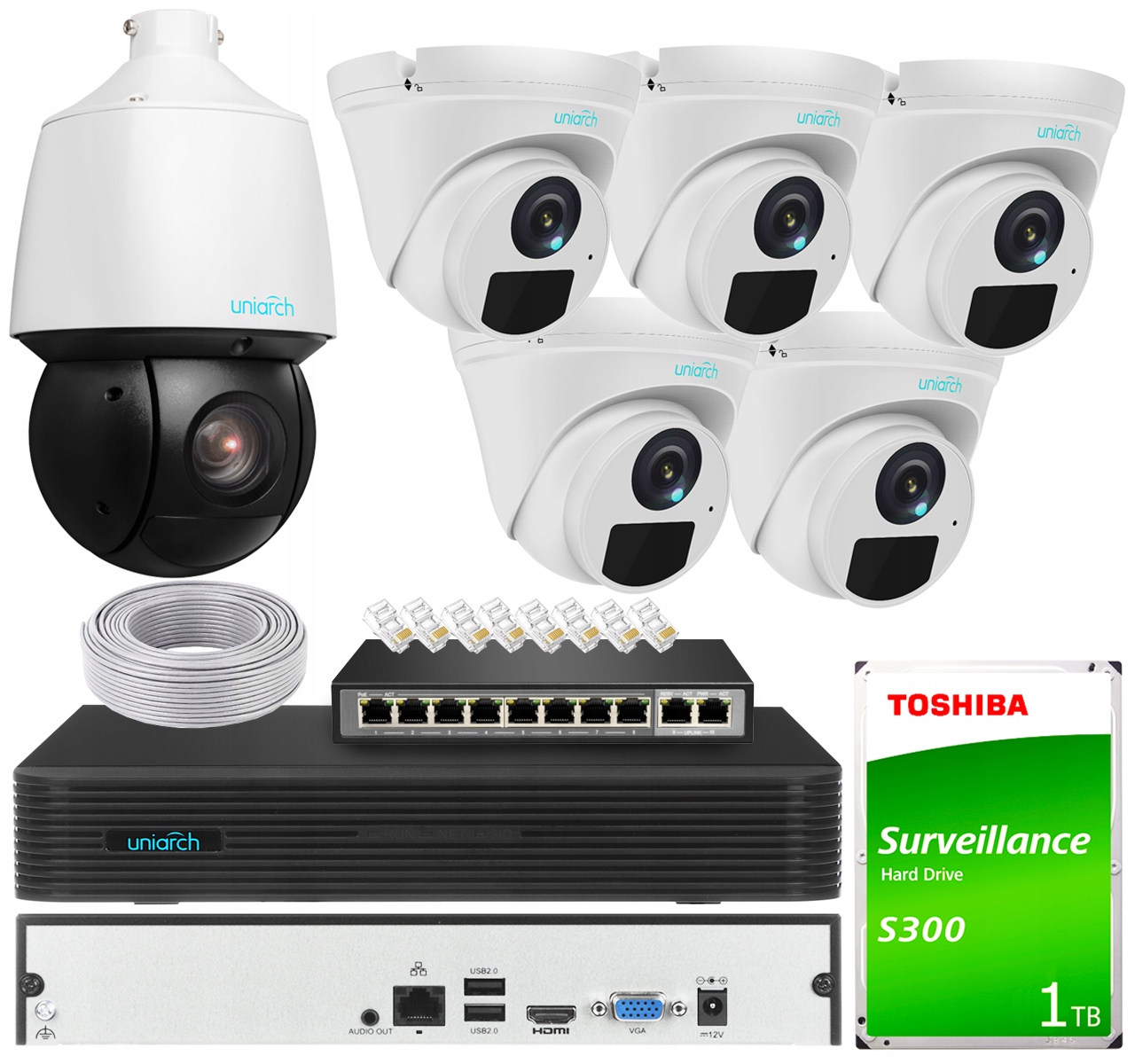 Zestaw Kamer IP 4Mpx PoE ZEWNĘTRZNY + Kamera PTZ