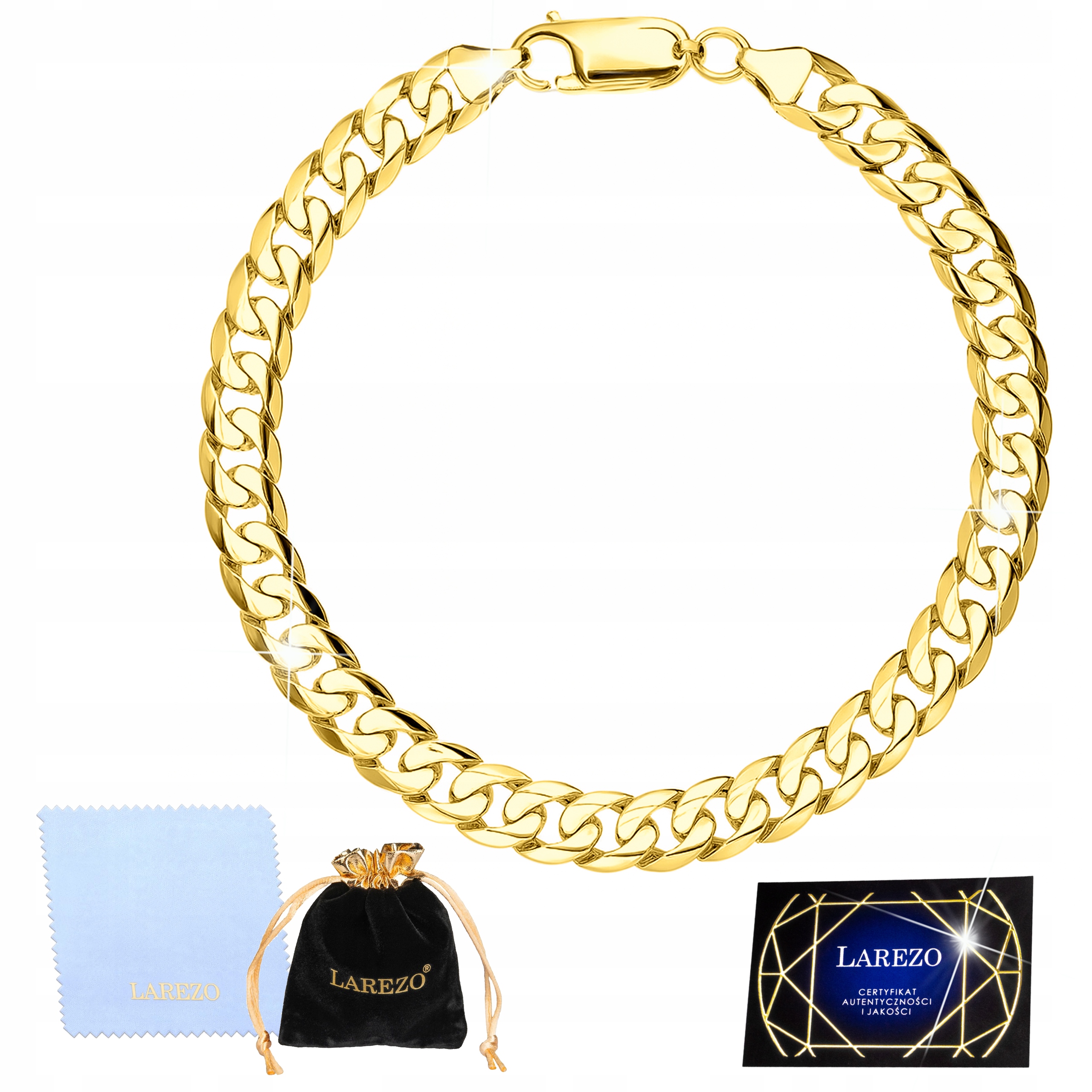 Náramek Cuban Zlatý pancíř Klasický 21 cm Plný Dlouhý 6 mm Stříbro 925