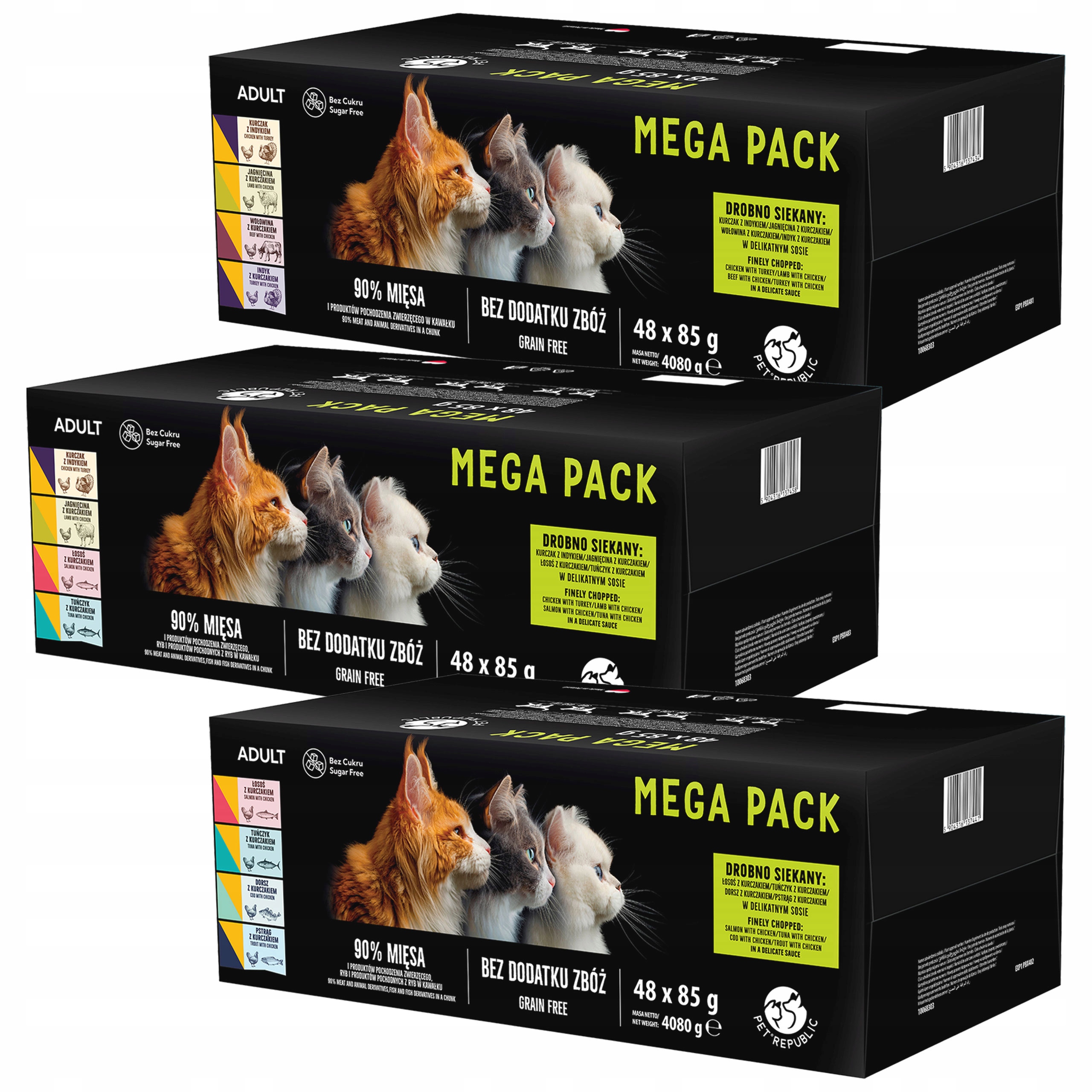 Pet Republic Kapsička krmivo mokré pro kočky mix chutí 144 x 85 g