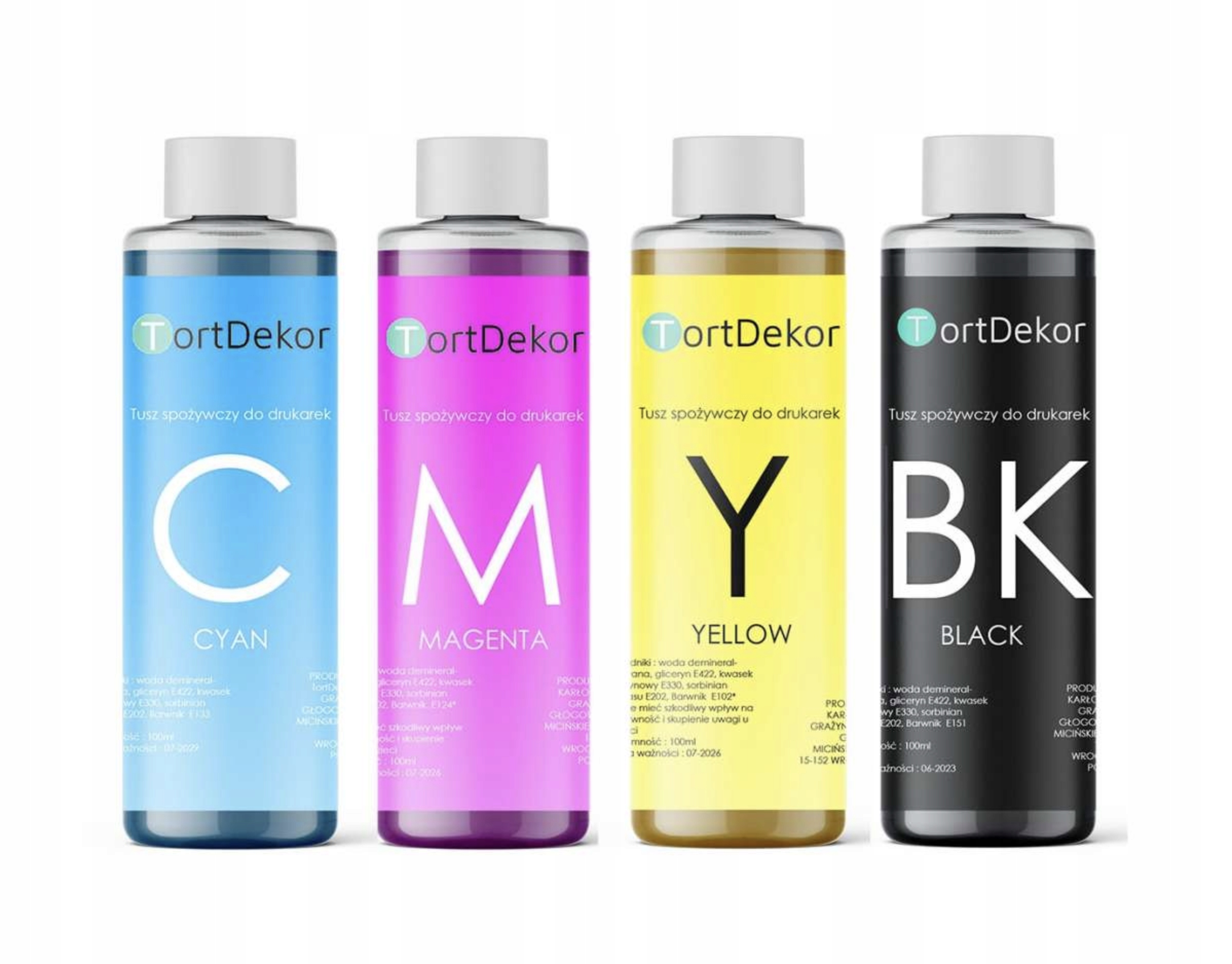 Tusz Atrament Jadalny Spożywczy Do Drukarek 4x100ml