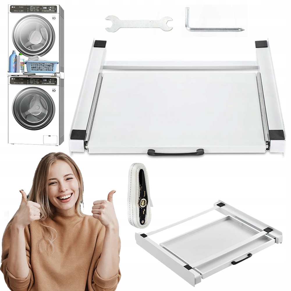 Łącznik do pralki i suszarki 60cm do piętrowania z wysuwaną szufladą 150kg