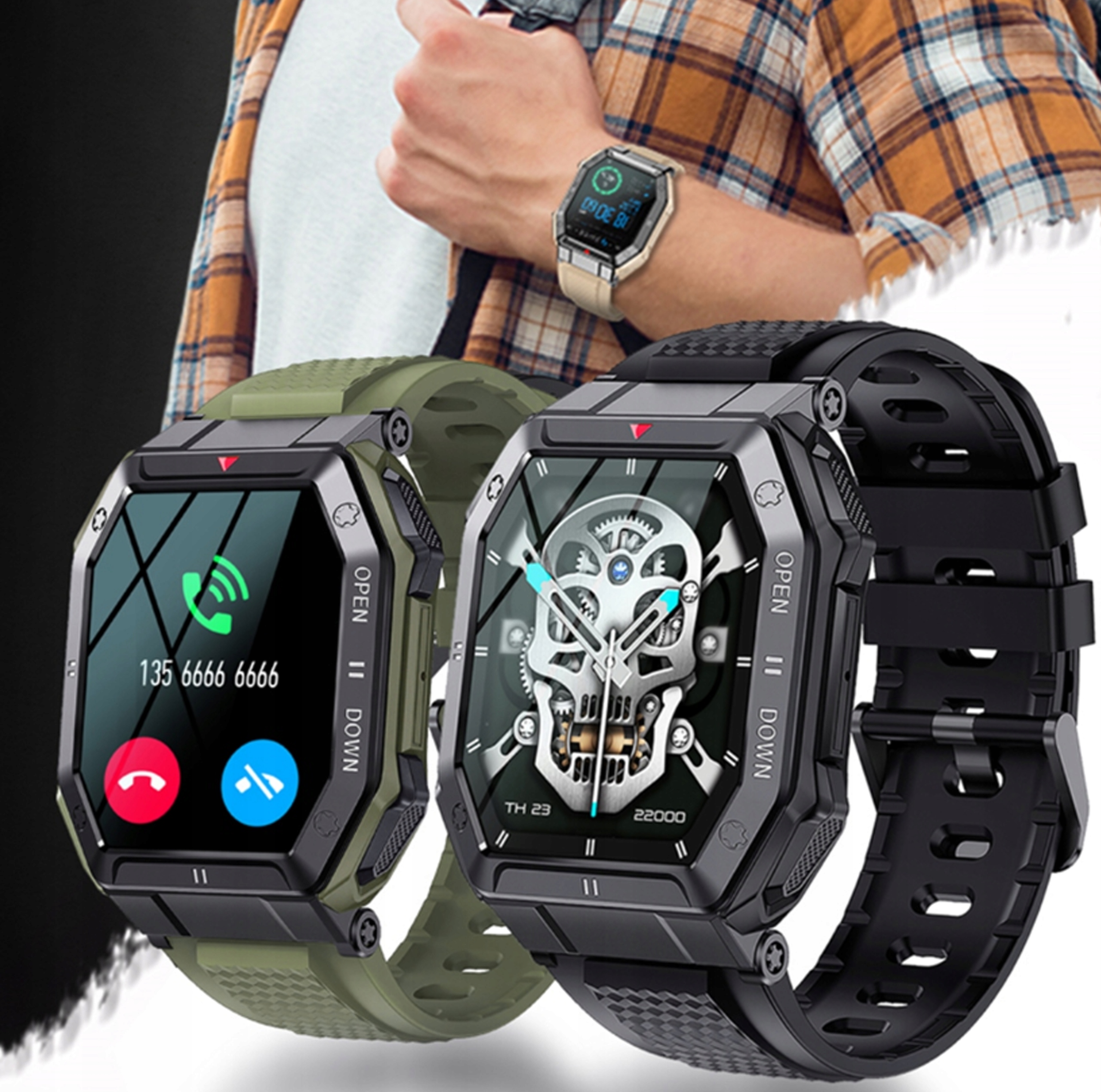SMARTWATCH ZEGAREK SMARTBAND MĘSKI SMART WATCH MENU POLSKIE TRYBY SPORTOWE Złącza microUSB