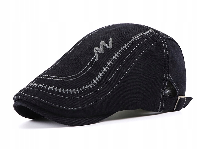 CZAPKA Z DASZKIEM KASZKIET JEANS CZARNY BAWEŁNA #4