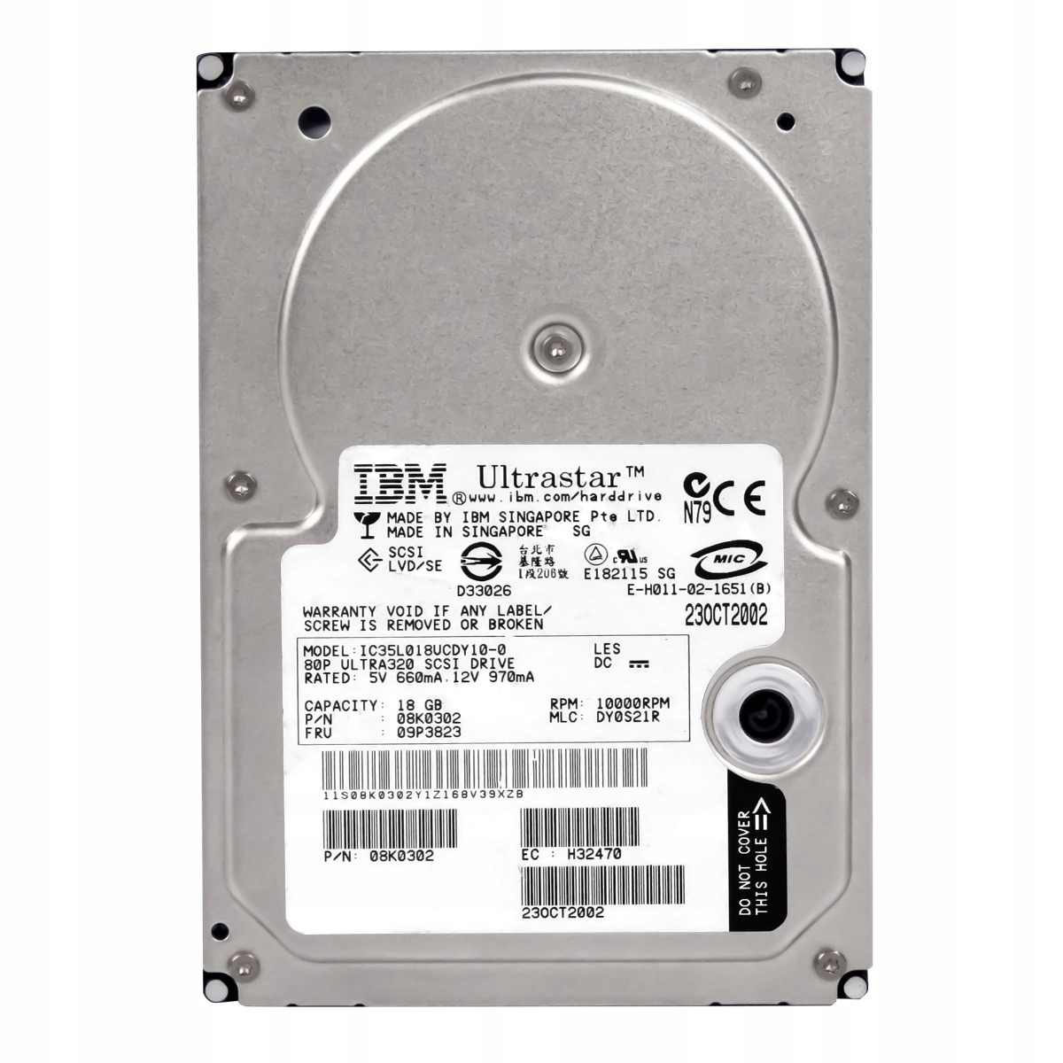 Ibm 09P3823 08K0302 18GB 10K 8MB Scsi U160 3.5'' IC35L018UCDY10-0