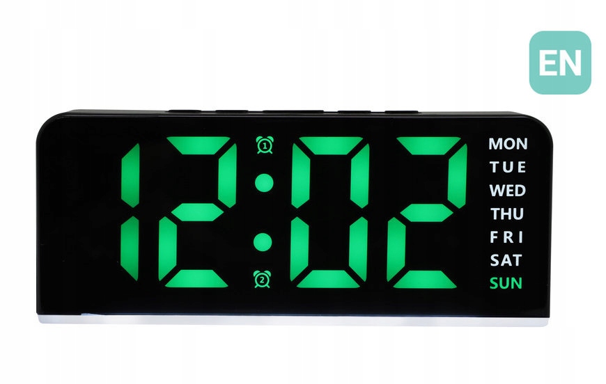 Zelený Budík Led Jvd SB8033.2 Teploměr Podsvícení Dva Alarmy