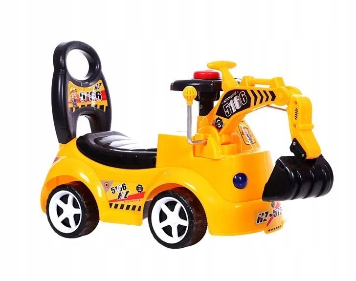 Jeździk pchacz koparka dla dzieci z ruchomym ramieniem i dźwiękami