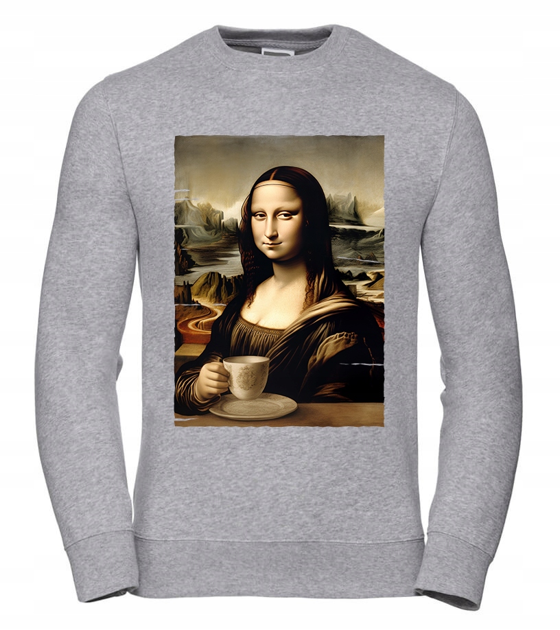 Pánská Mikina Mona Lisa s kávou S Šedá Pro něj Chlapa Manžela Chlapa