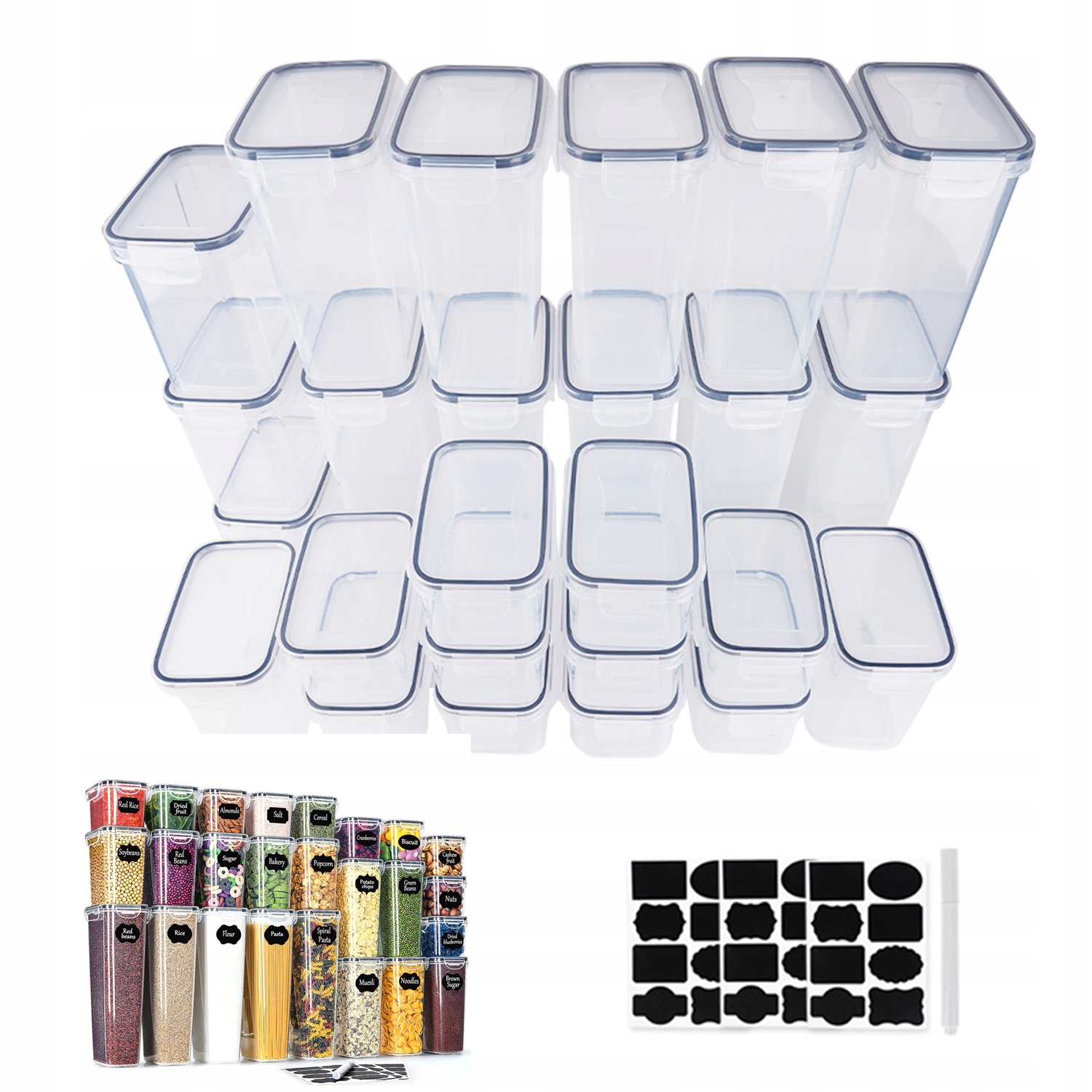 Plastové Nádoby Na Potraviny S Víkem, Sada 25 Kusů