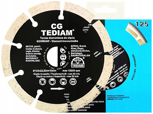 

Tarcza diamentowa 125 do betonu kostki cegły Moc