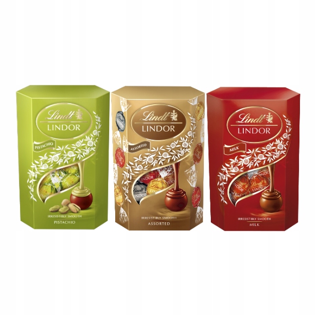 Lindt Lindor Praliny czekoladki pistacja assorted czekolada mleczna 3x200g