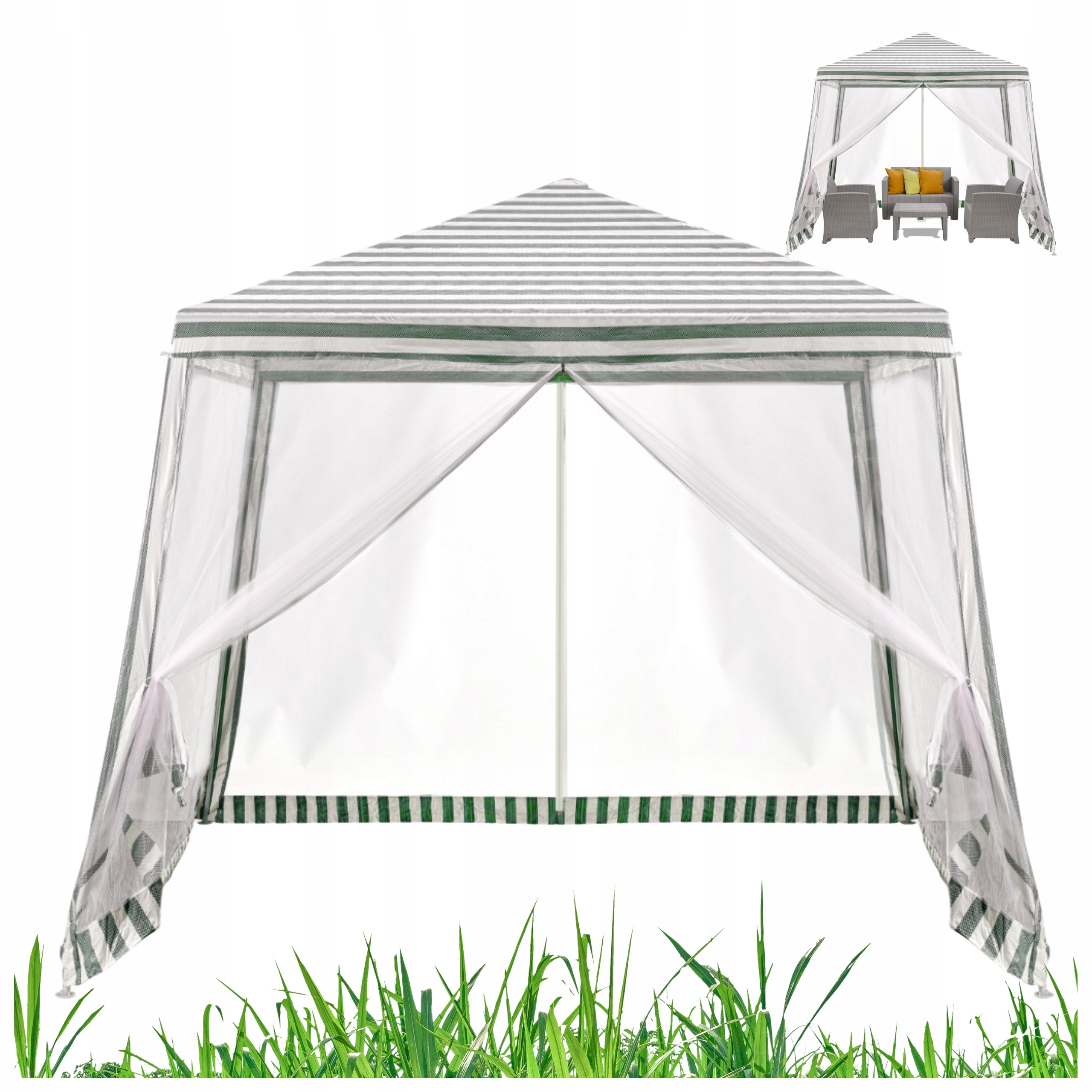 Namiot Pawilon Ogrodowy Handlowy Imprezowy Altana Z Moskitierą Biały 3X3M